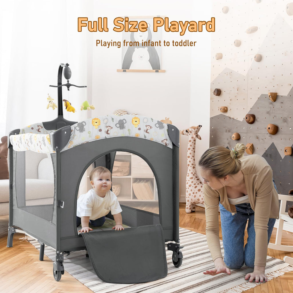 5-in-1 Convertible Baby Crib Bassinet Playpen F876391