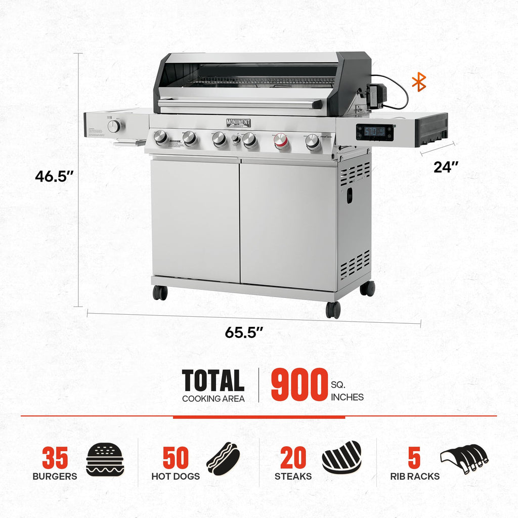 6+1 Burner Stainless Steel Propane Gas Grill with Side Sear Burner L330