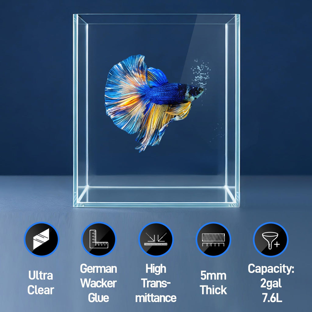2 Gallon Glass Fish Tank Starter Kit with Fish Net H936