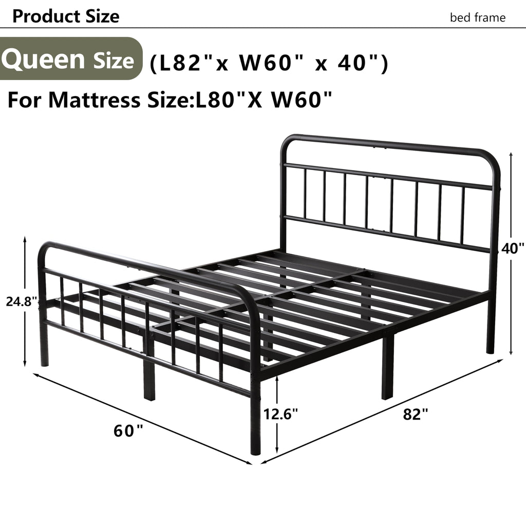 Queen Size Metal Bed Frame with Storage Space I47908