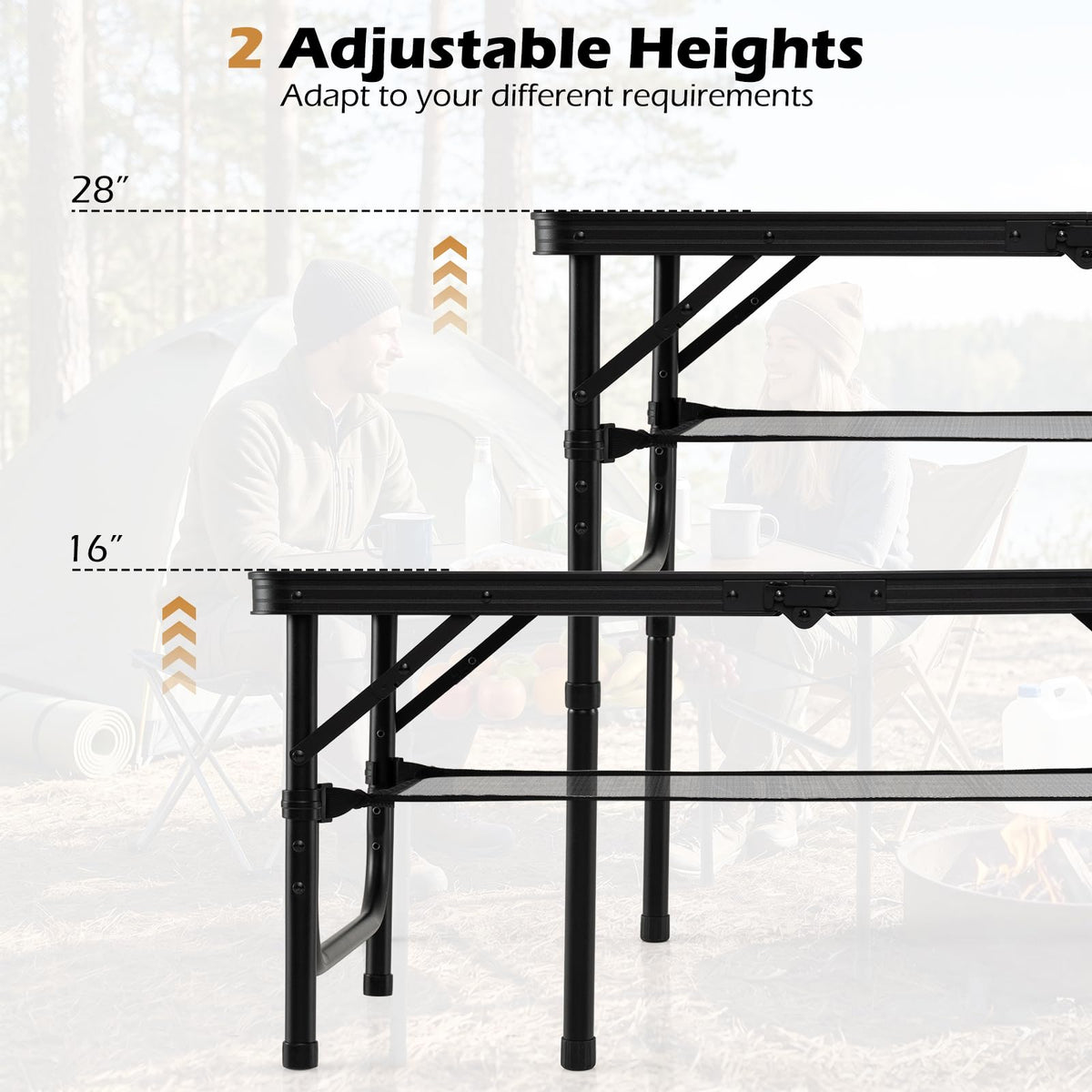 3 FT Portable Aluminum Folding Camping Table with Carry Handle L872826