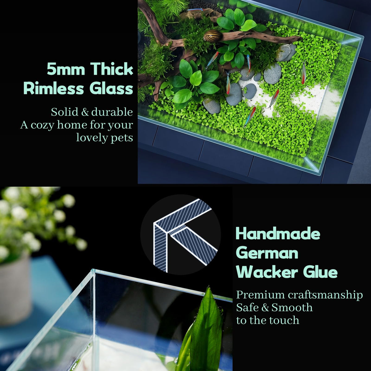 2 Gallon Glass Fish Tank Starter Kit with Fish Net H936