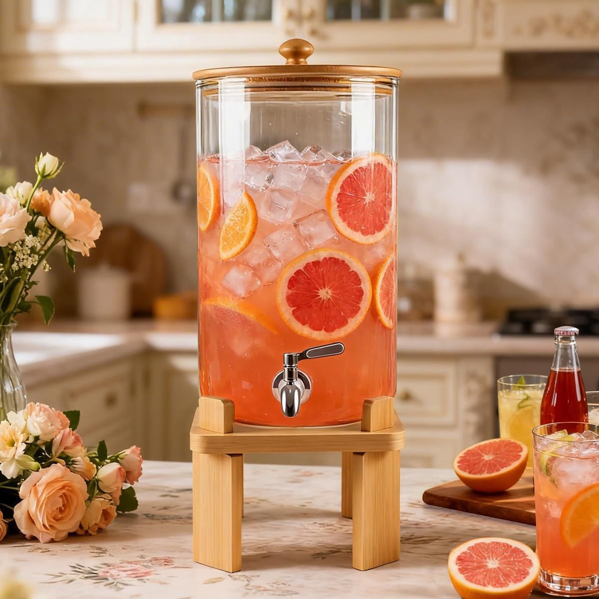 2.3 Gallon Glass Beverage Dispenser with Spigot U3028