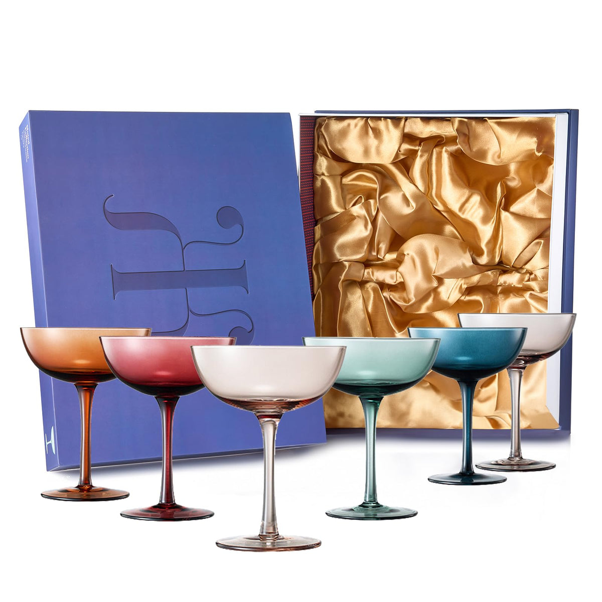 Colored Crystal Coupe Glasses Set of 6 P6171