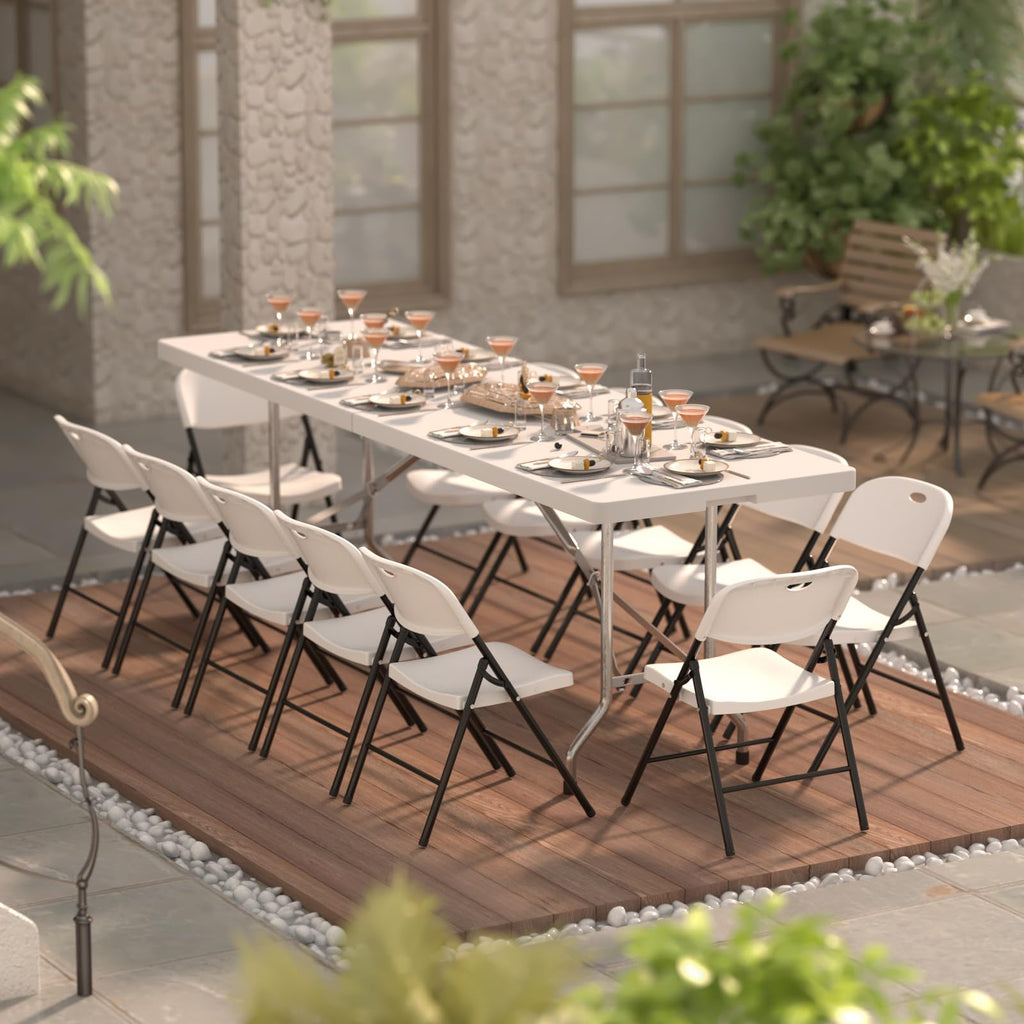 Heavy Duty Plastic Folding Chair with Reinforced Steel Frame Q7424