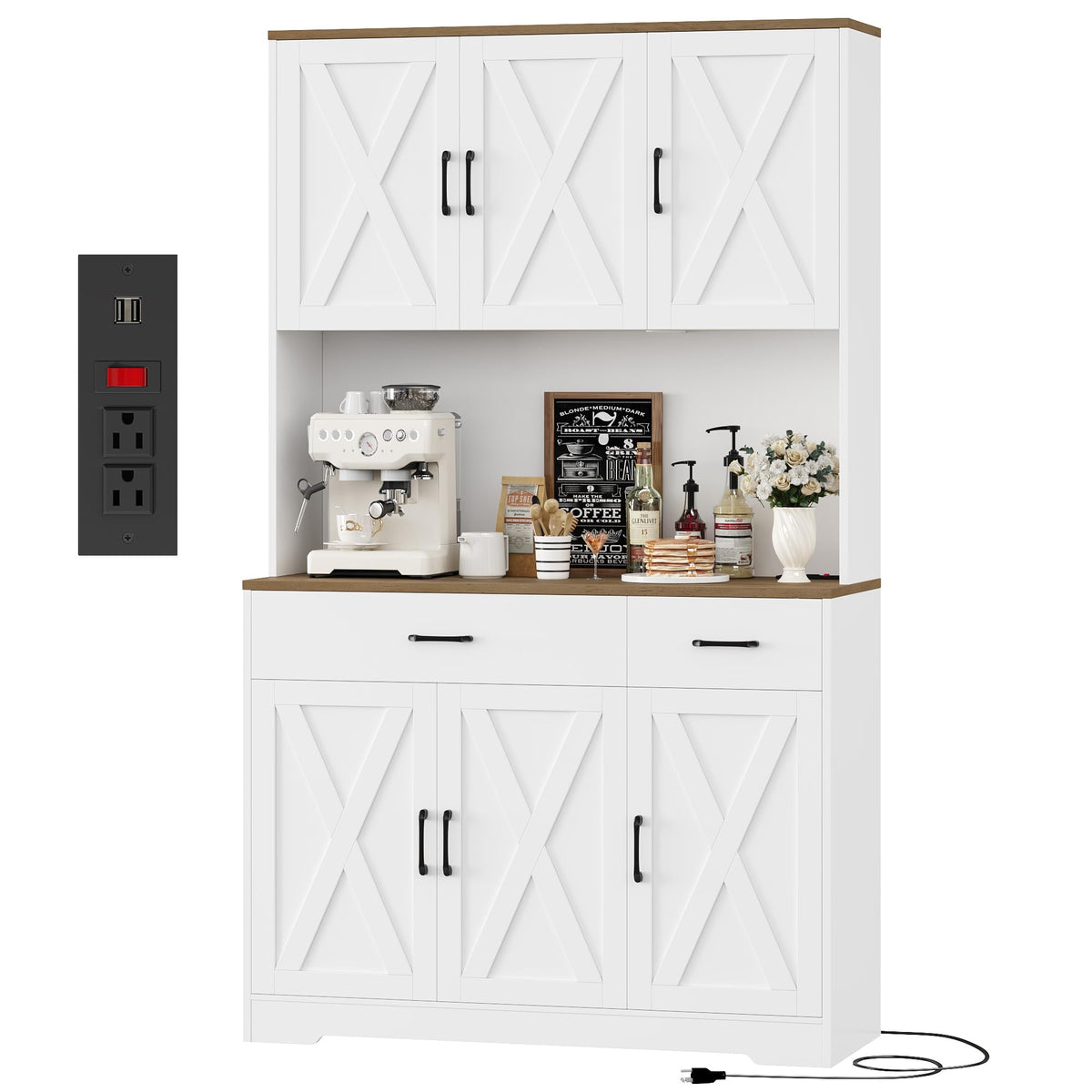 White Kitchen Pantry Storage Cabinet G766803