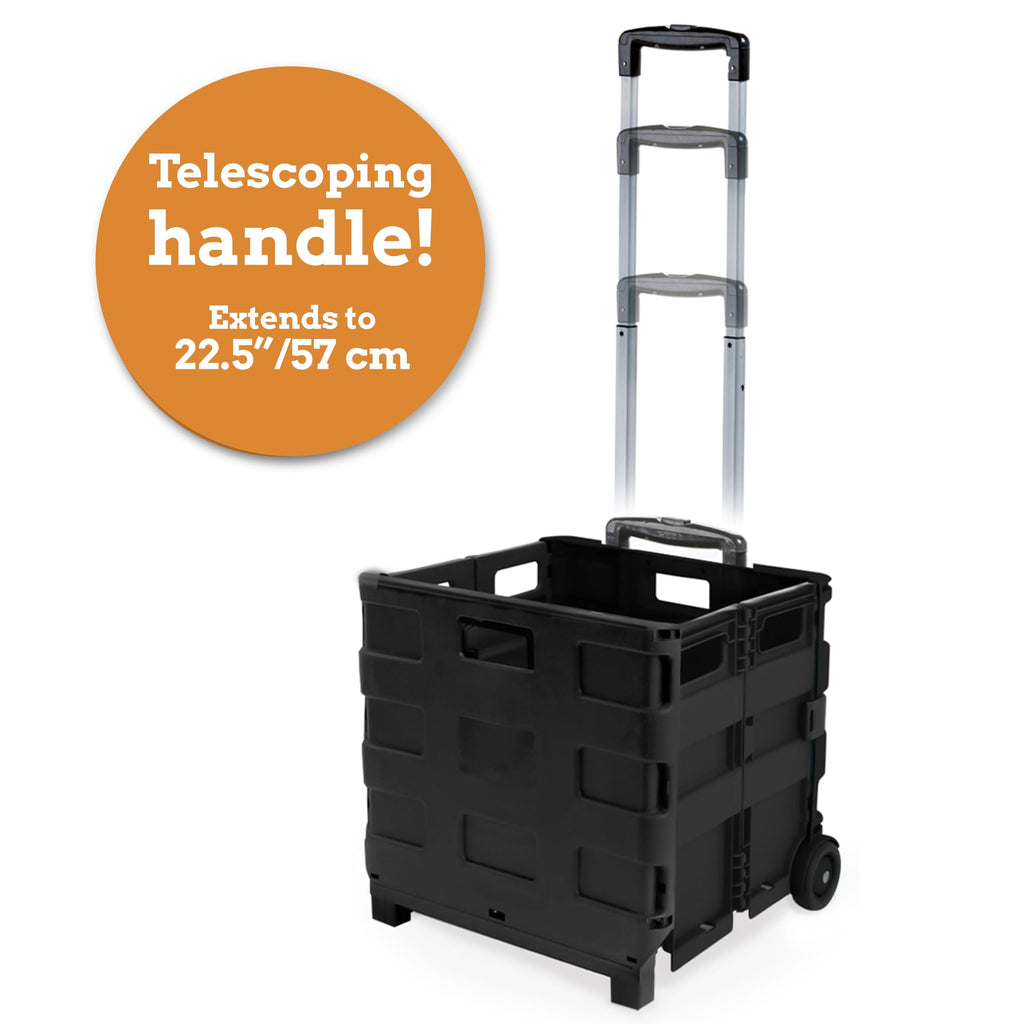 Collapsible 2 Wheel Utility Cart with Telescopic Handle, Black Q790253