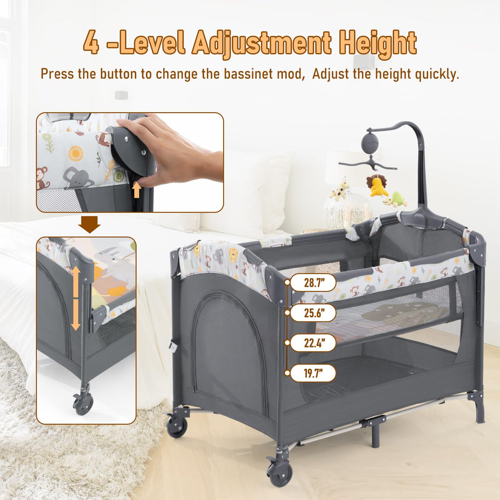 5-in-1 Convertible Baby Crib Bassinet Playpen F876391