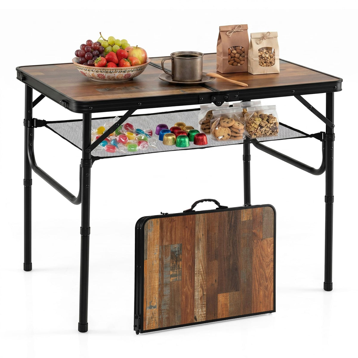 3 FT Portable Aluminum Folding Camping Table with Carry Handle L872826