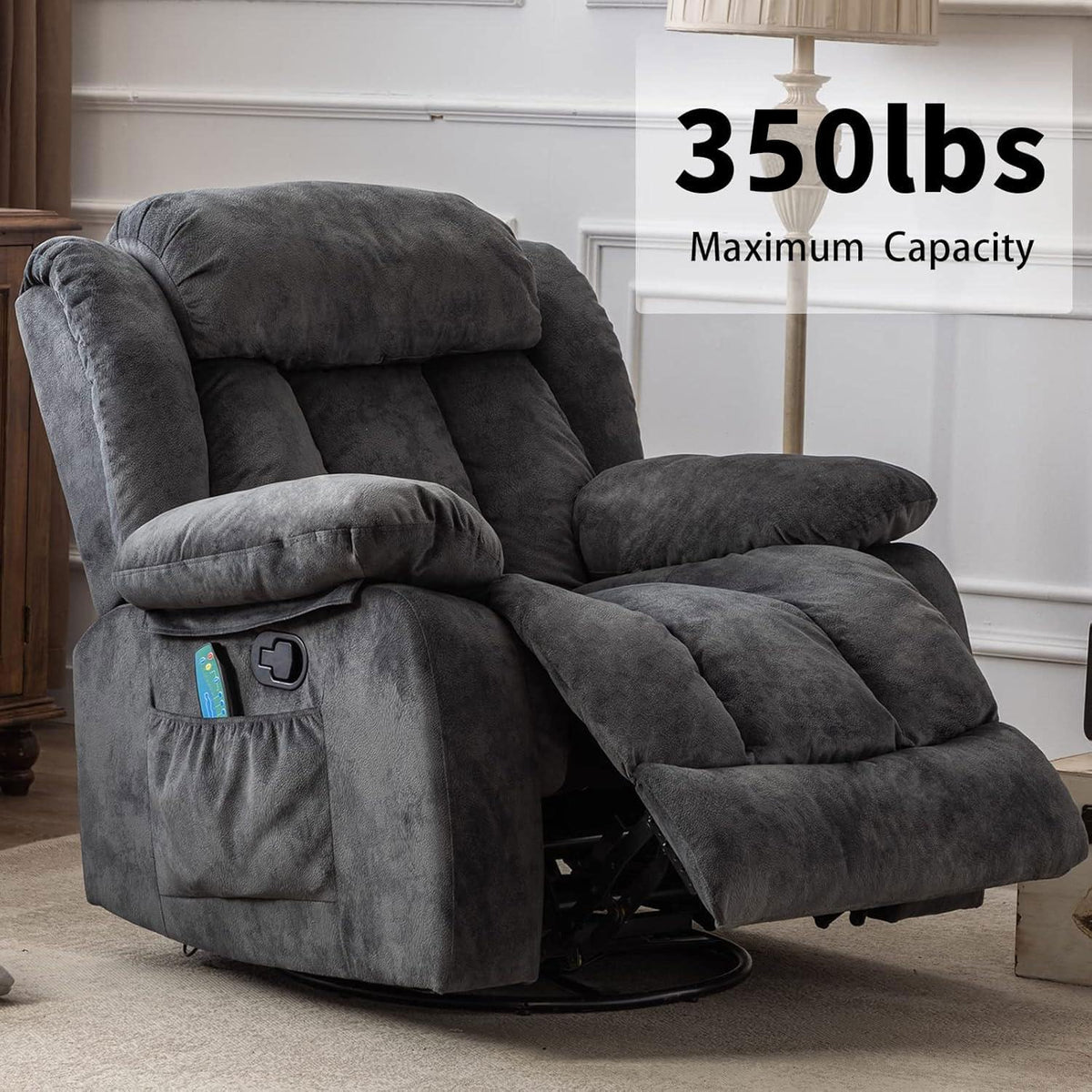 Gray Massage Swivel Rocker Recliner Chair H252018