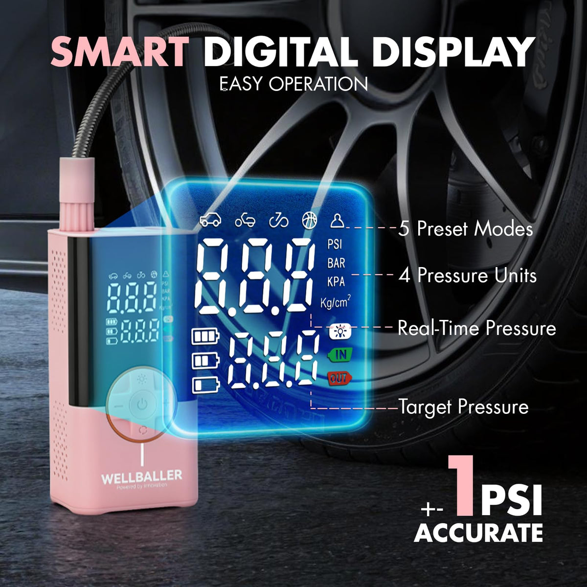 Portable Air Compressor with Digital Pressure Gauge V596