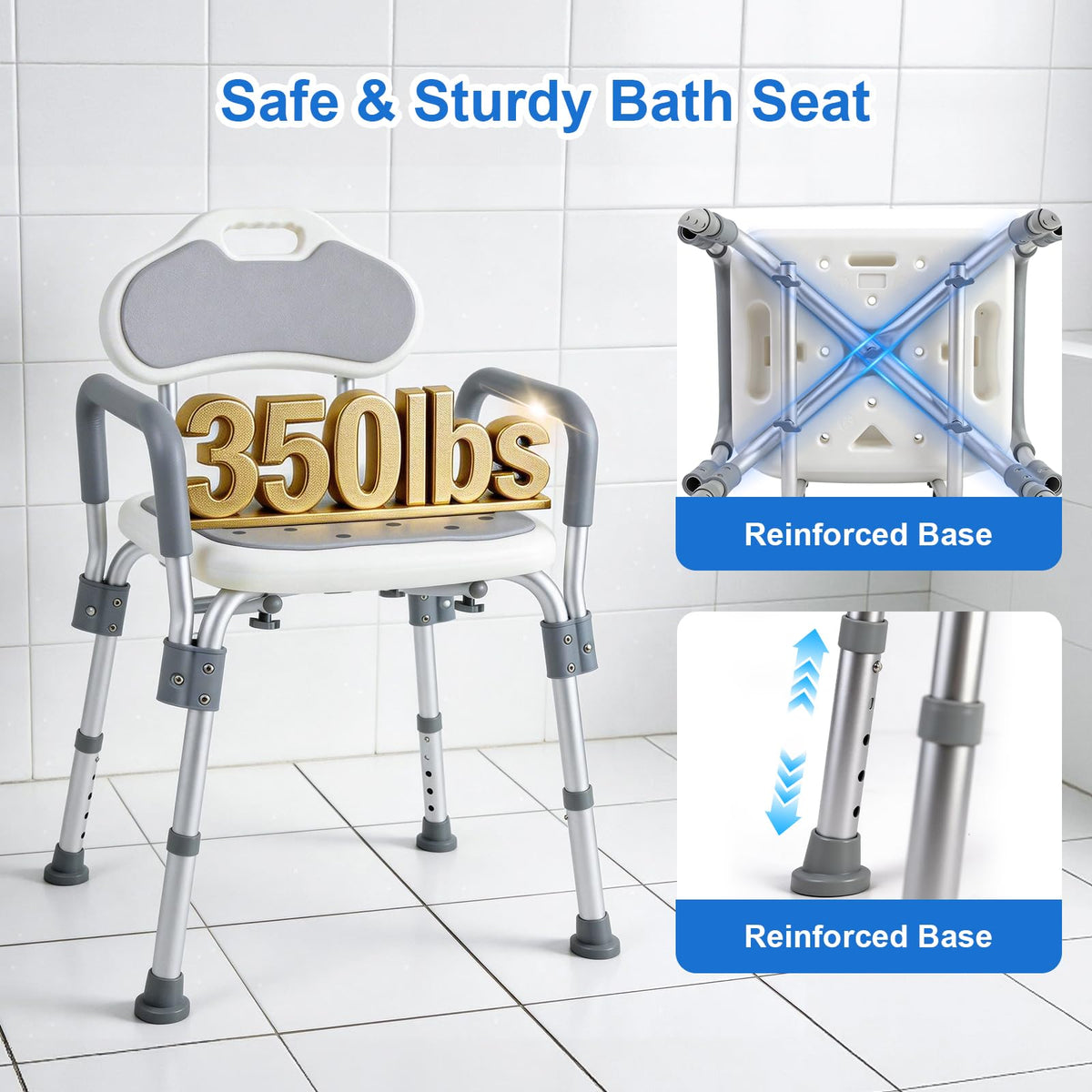 Shower Chair with Padded Armrests and Back K140