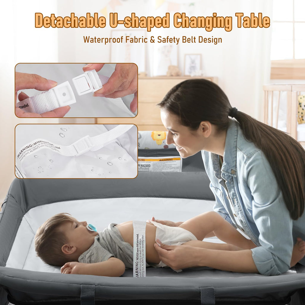 5-in-1 Convertible Baby Crib Bassinet Playpen F876391
