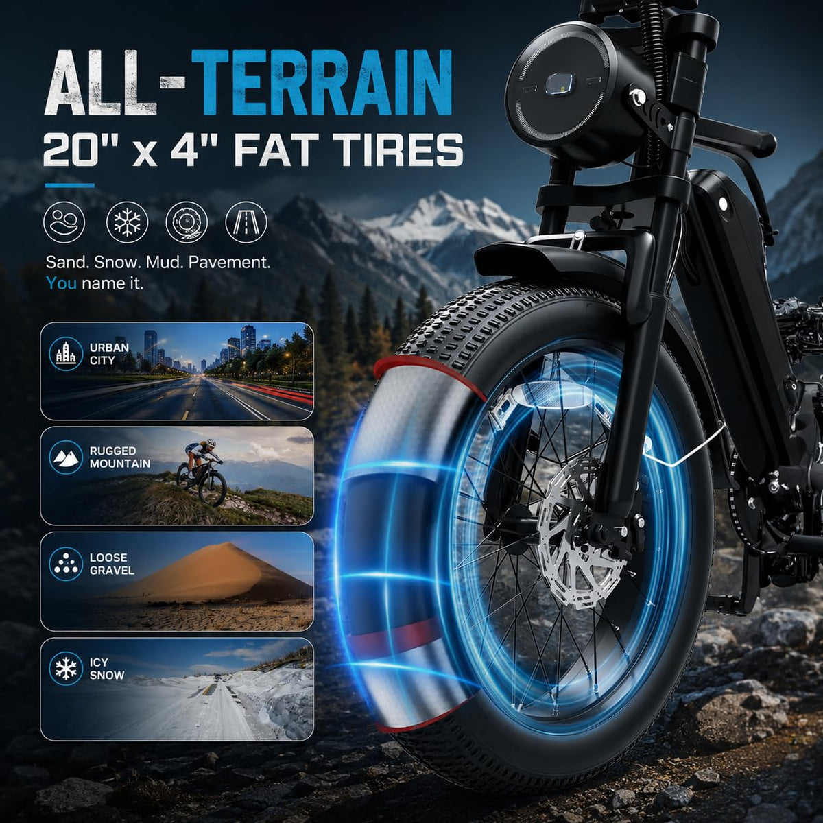 20" Fat Tire Foldable Electric Bike with Removable Battery I974560
