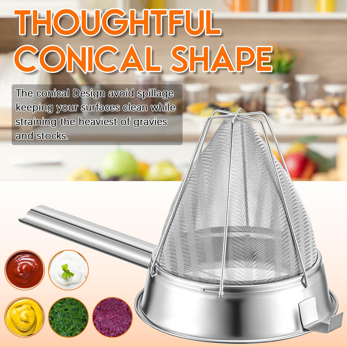 8" Fine Mesh Strainer Set with Handle and Pestle L1150