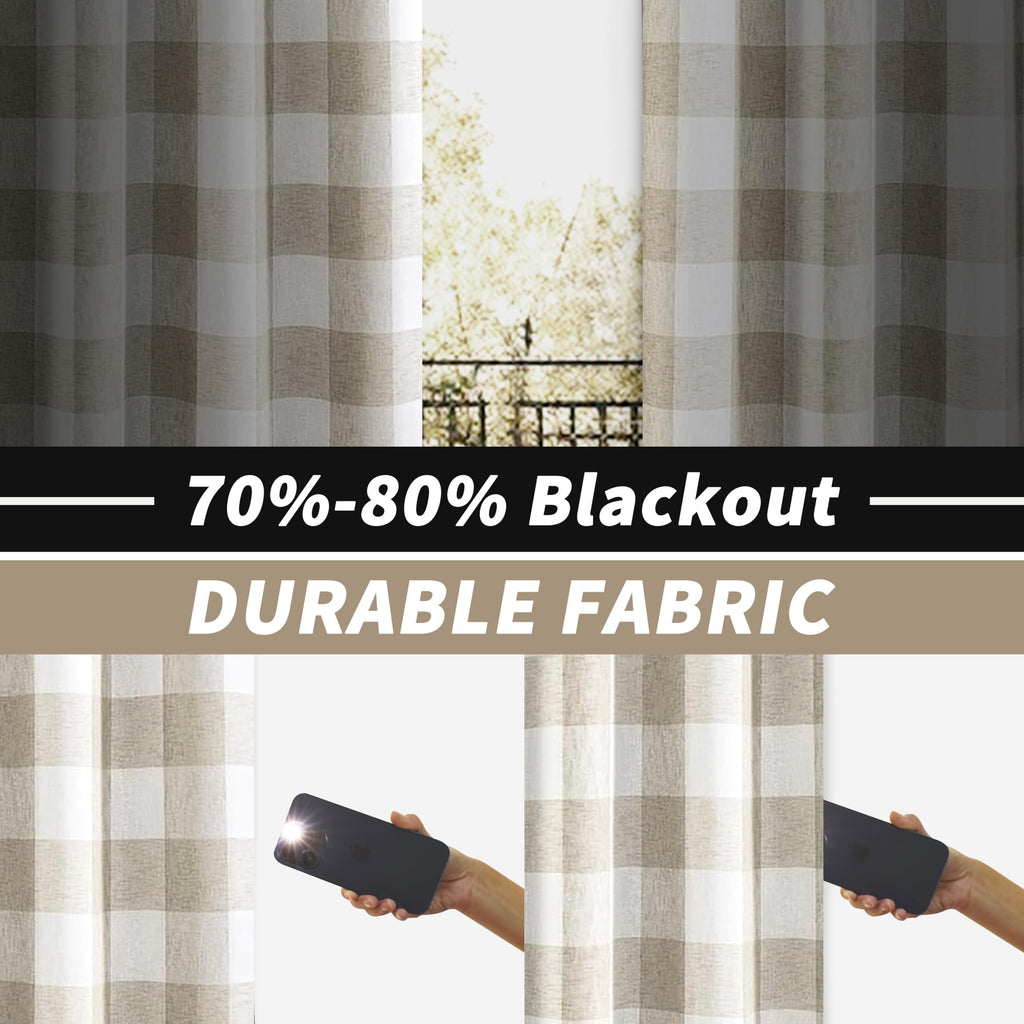 Buffalo Plaid Blackout Curtains 2 Panels R4618