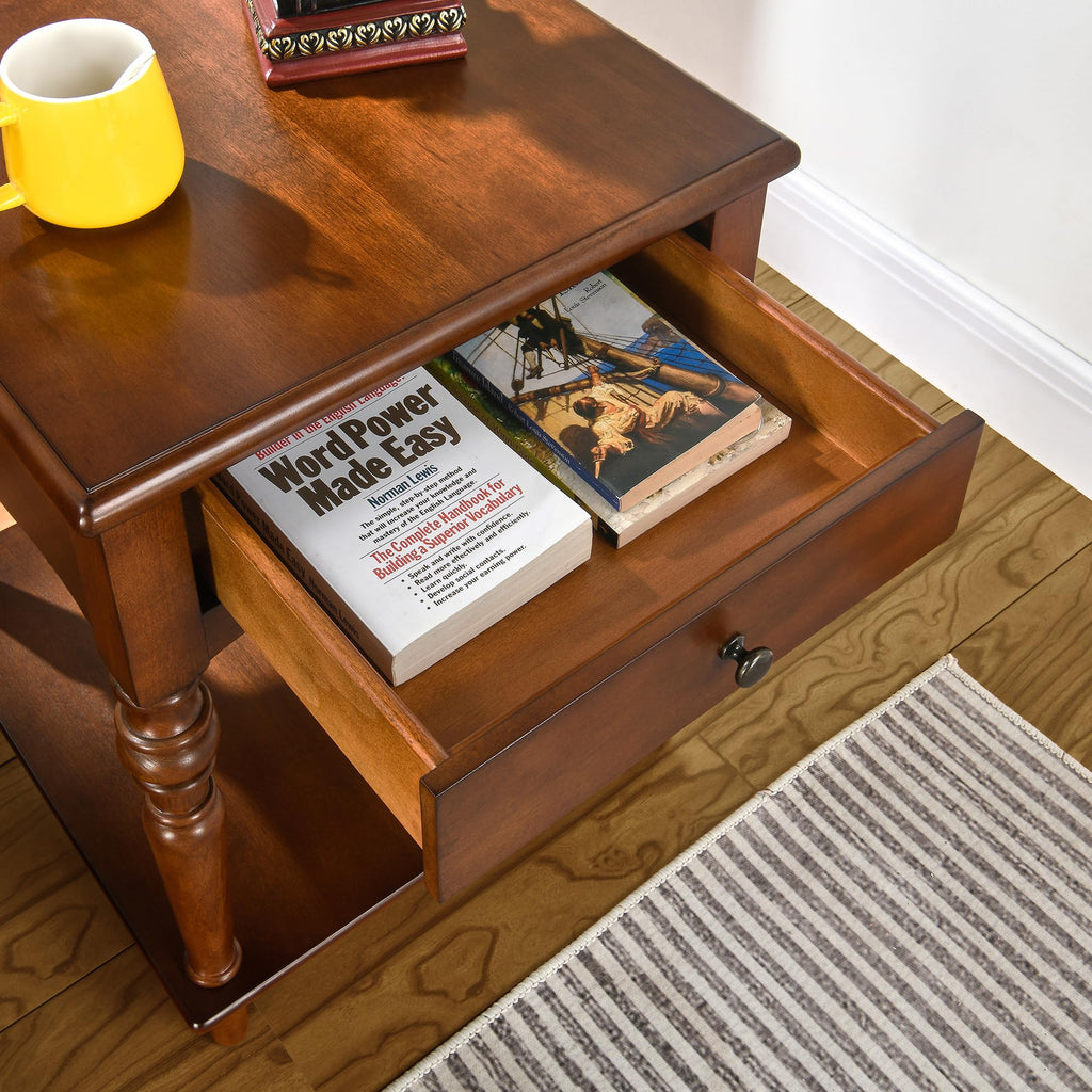 Solid Wood End Table with Drawer L7503