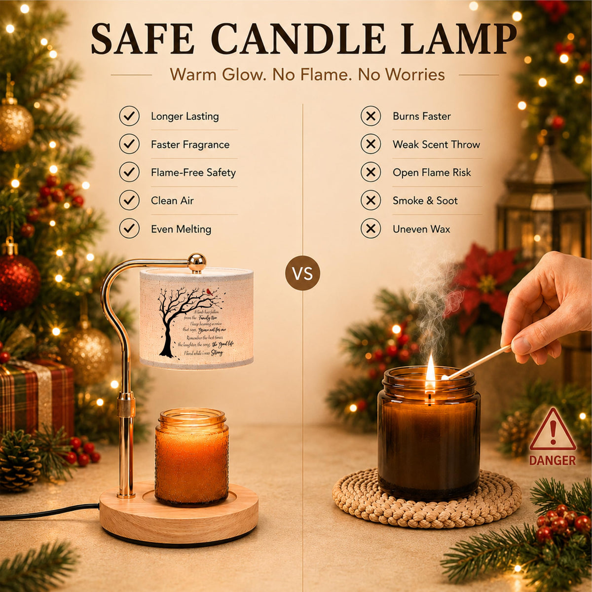 Candle Warmer Lamp with Timer Dimmable Adjustable Height O6127