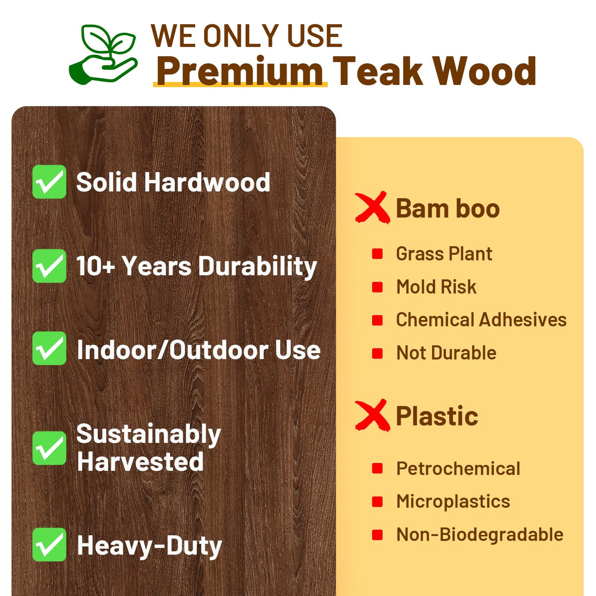 20" Teak Shower Bench with Shelf & Handle X98327