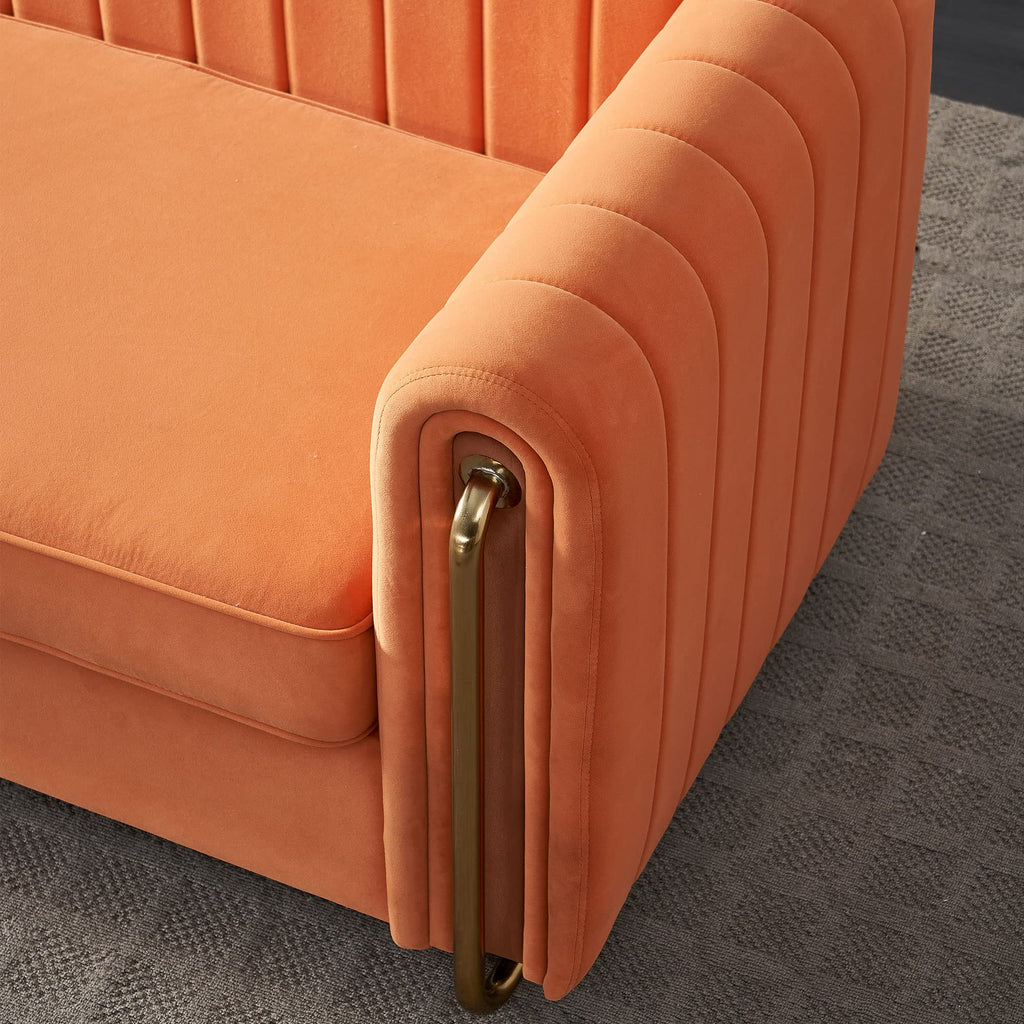 Orange Velvet 84 Inch 3-Seater Sofa N46689