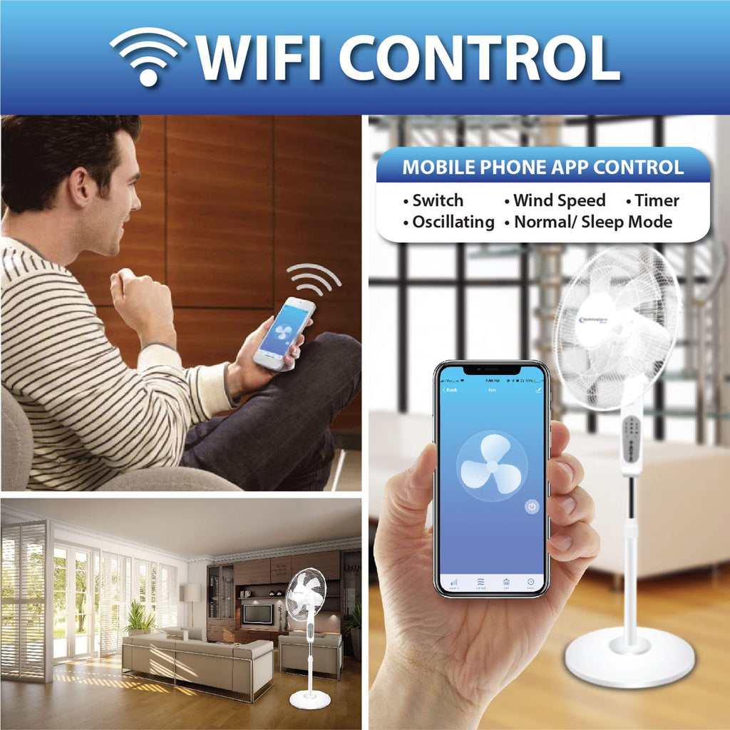 16” WIFI Enabled Oscillating Pedestal Fan A9430