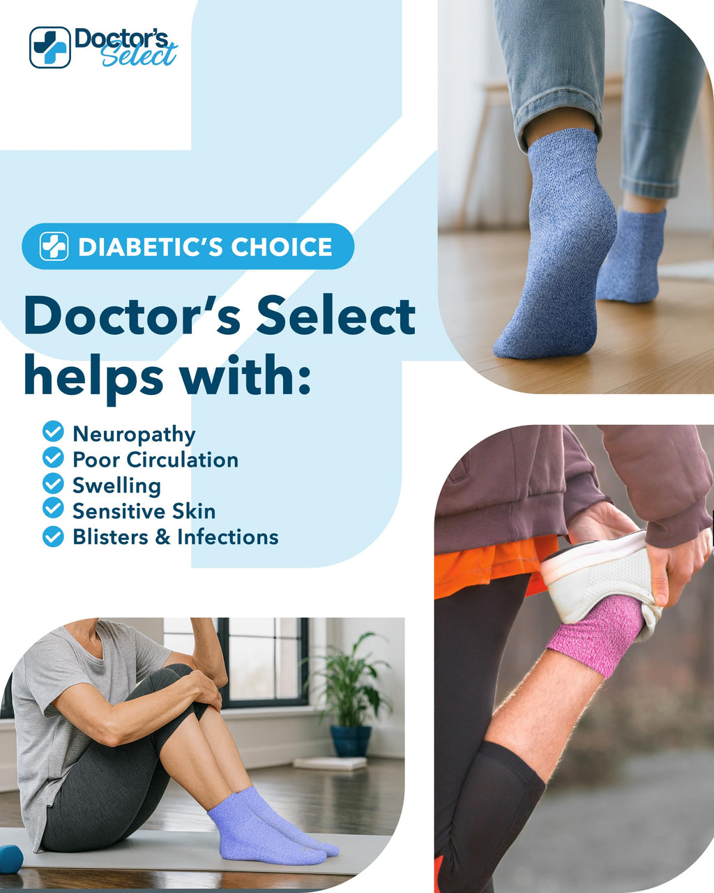 Diabetic Ankle Socks 4 Pairs H360
