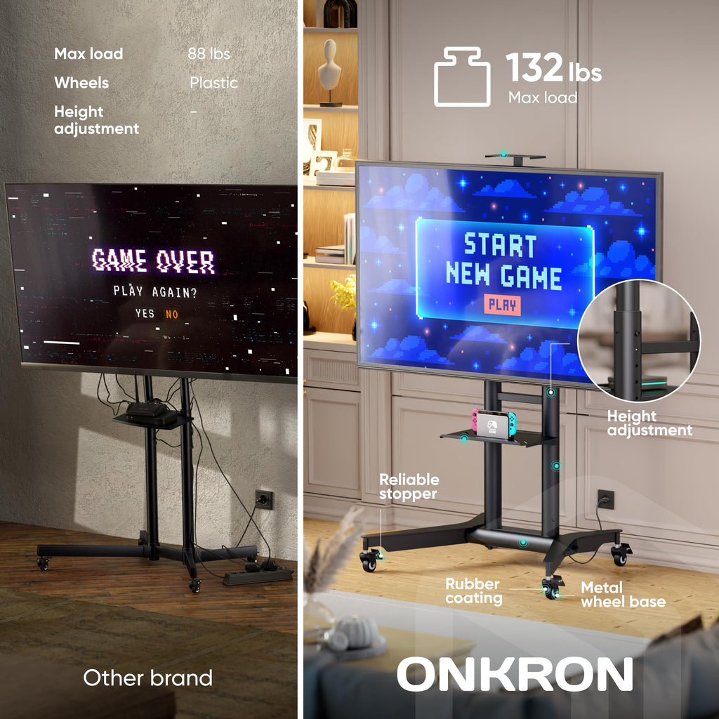 Mobile TV Stand on Wheels 32-75 Inch Black Q44877