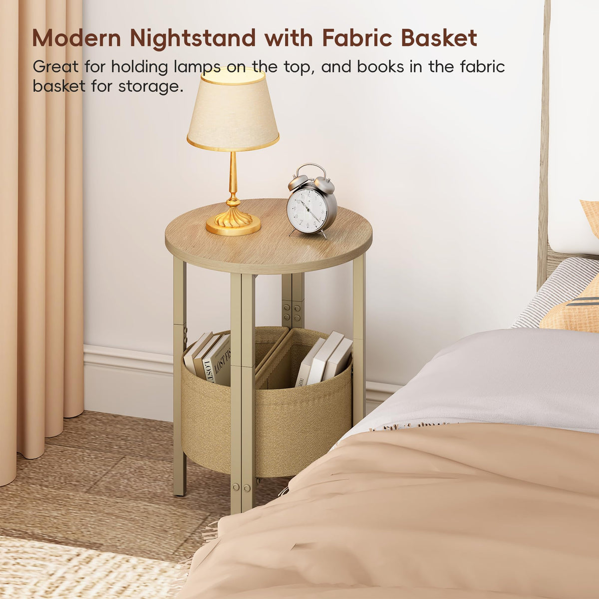 Small Round Side Table with Storage Basket, Set of 2 M905879
