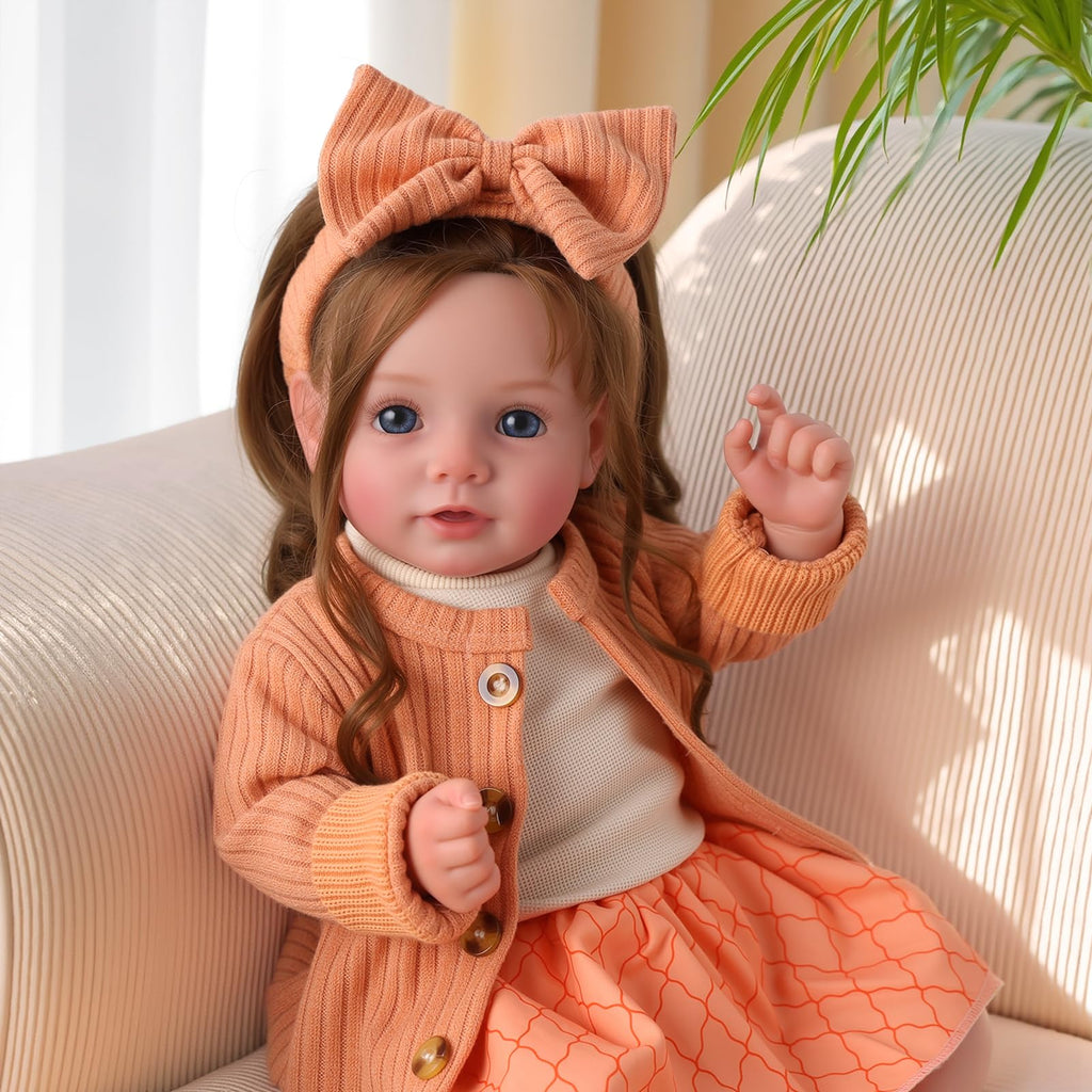 20 Inch Reborn Baby Dolls with Brown Hair Y7502