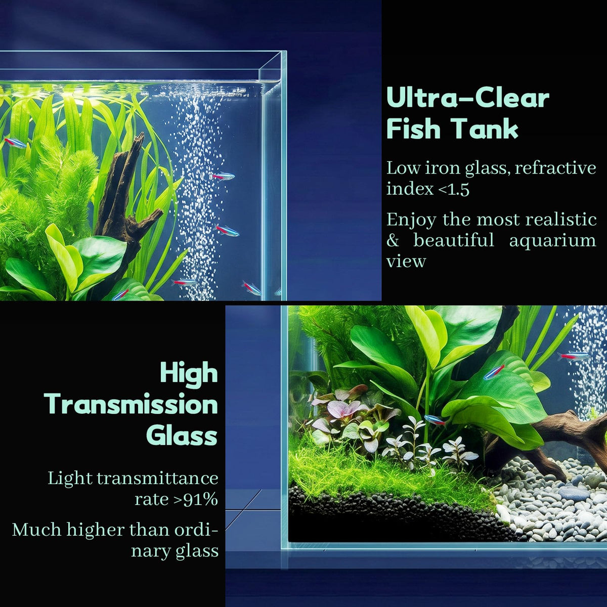 2 Gallon Glass Fish Tank Starter Kit with Fish Net H936