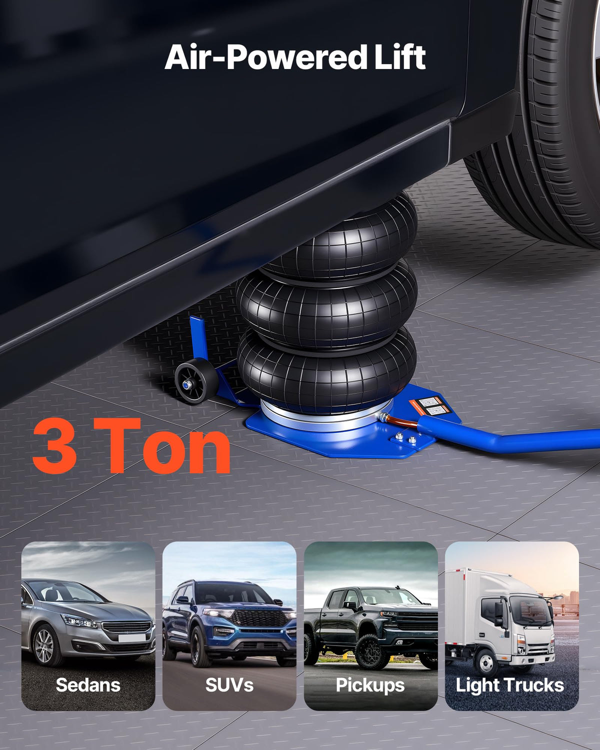 3 Ton Triple Bag Air Jack with Long Handle U7961