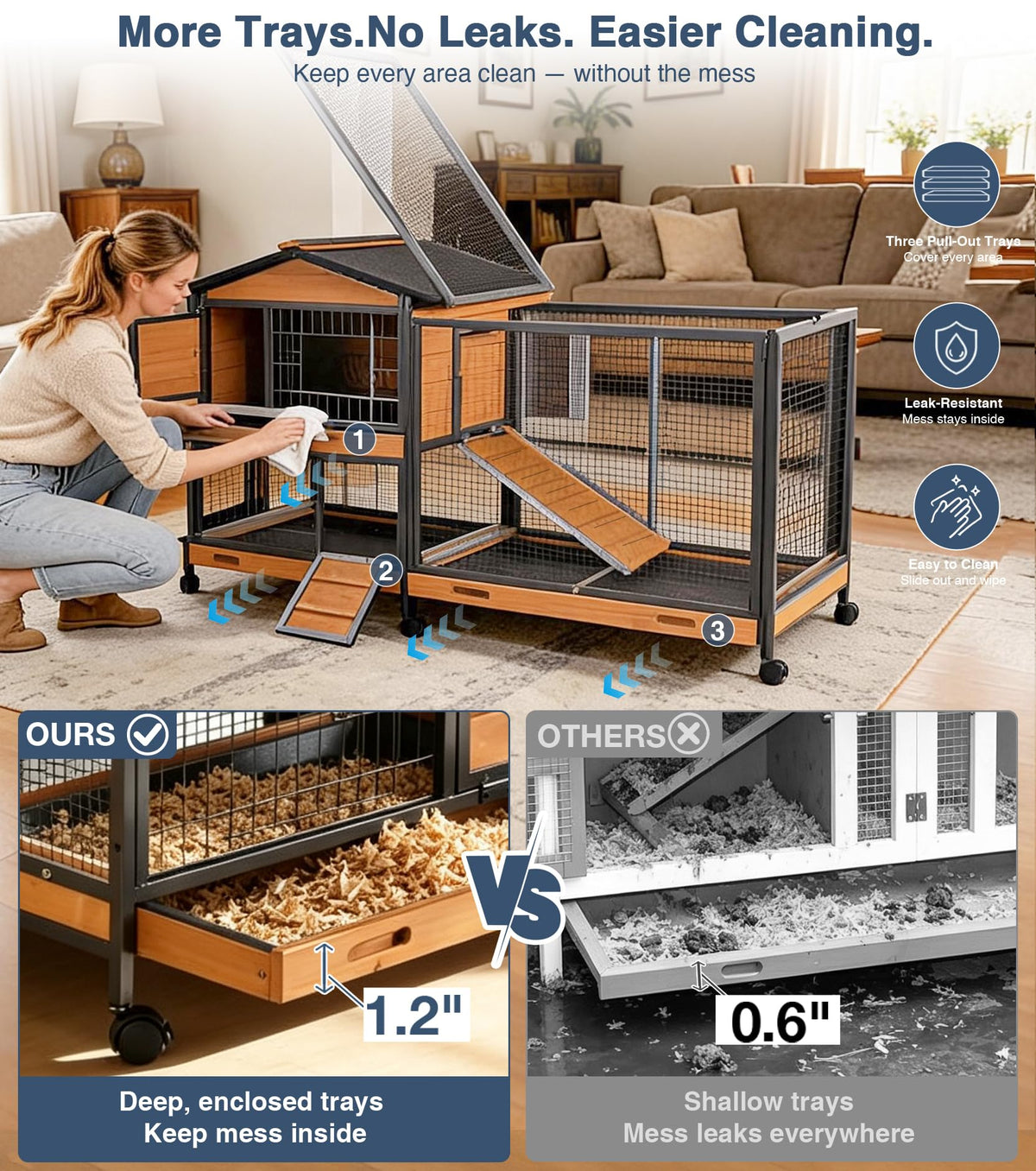 Extra Large Wooden Rabbit Hutch on Wheels V9029