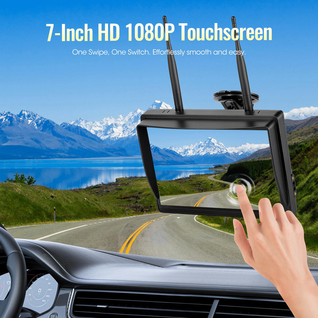 7" Wireless Backup Camera System with DVR Split Screen Monitor Y346