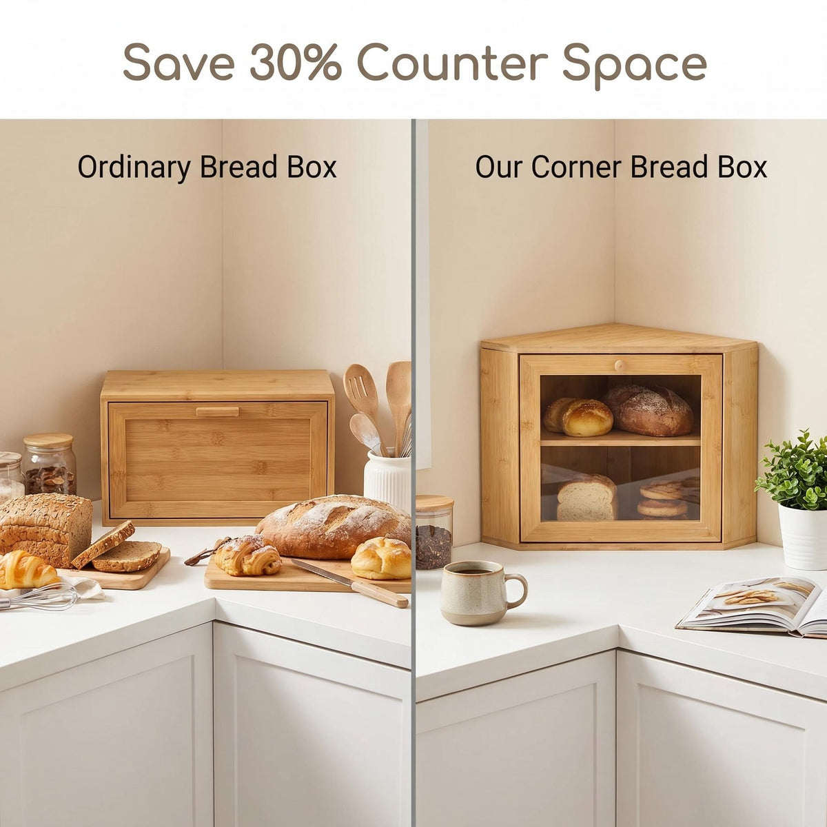 Bamboo 2 Tier Corner Bread Box T70999