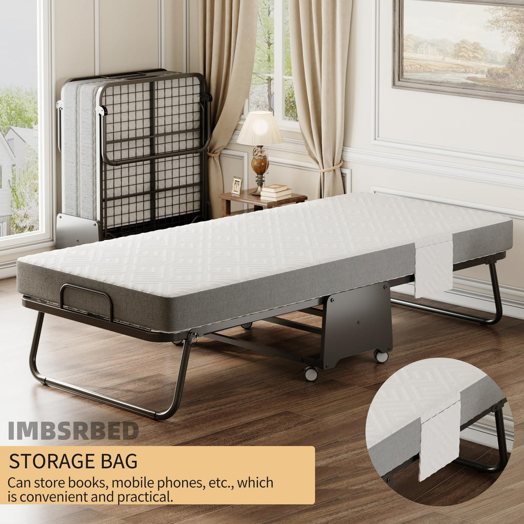 Folding Bed with 5-inch Memory Foam Mattress and Metal Frame X15780