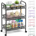 3 Tier Rolling Metal Storage Cart with Wheels, Black T17494