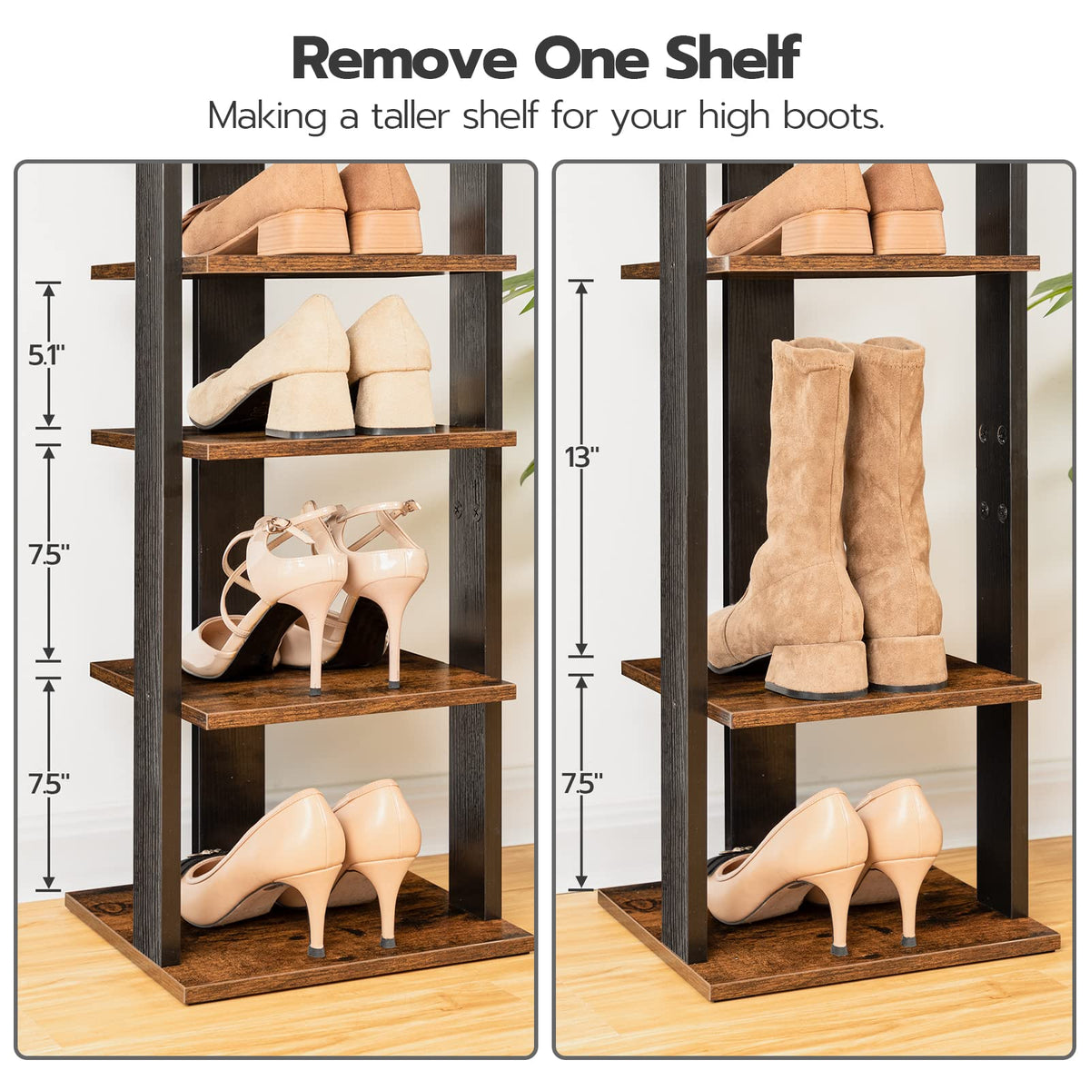8 Tiers Vertical Wooden Shoe Rack Y516494