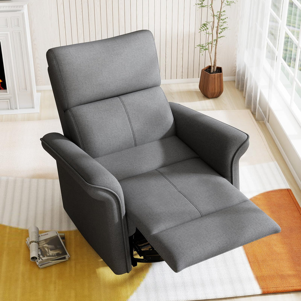 Velvet Grey Swivel Rocker Recliner Chair O7259