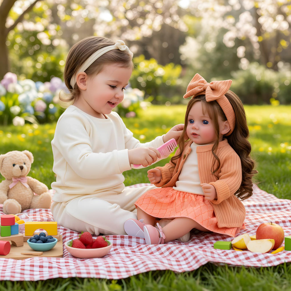 20 Inch Reborn Baby Dolls with Brown Hair Y7502