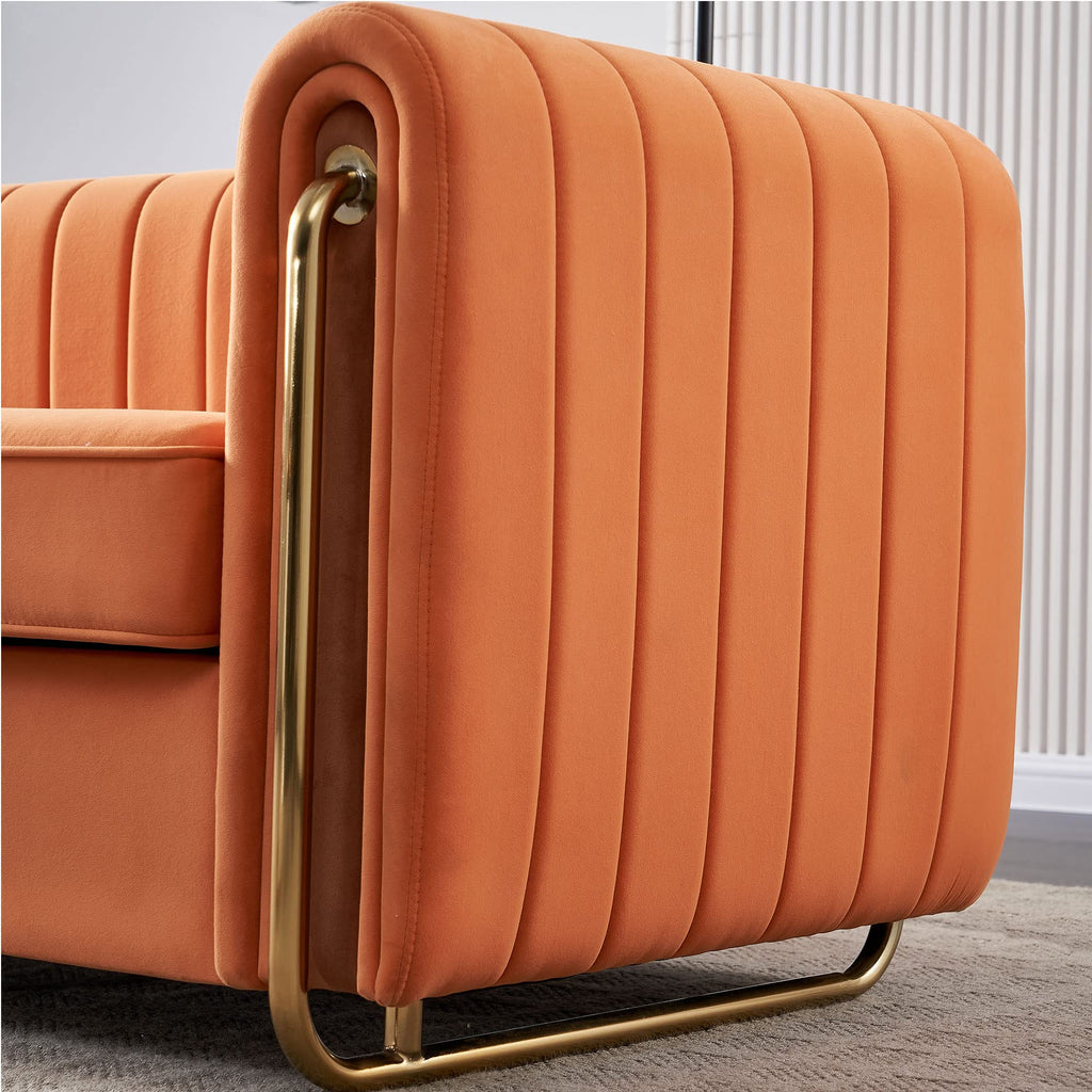 Orange Velvet 84 Inch 3-Seater Sofa N46689