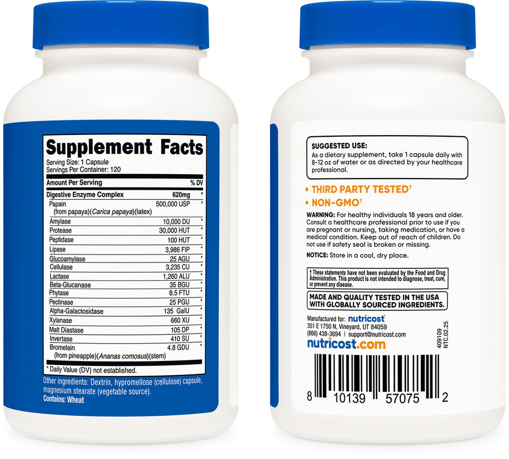Digestive Enzymes 620mg 120 Capsules D278030