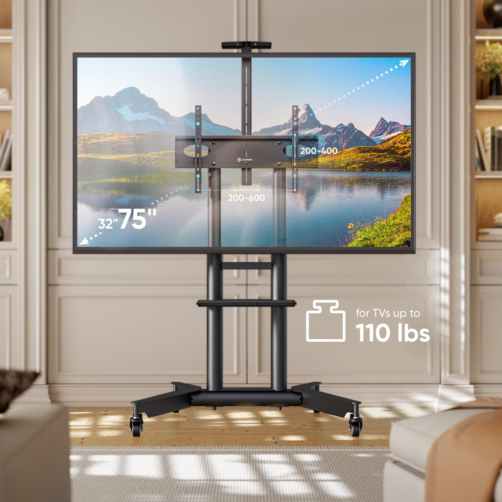 Mobile TV Stand on Wheels 32-75 Inch Black Q44877