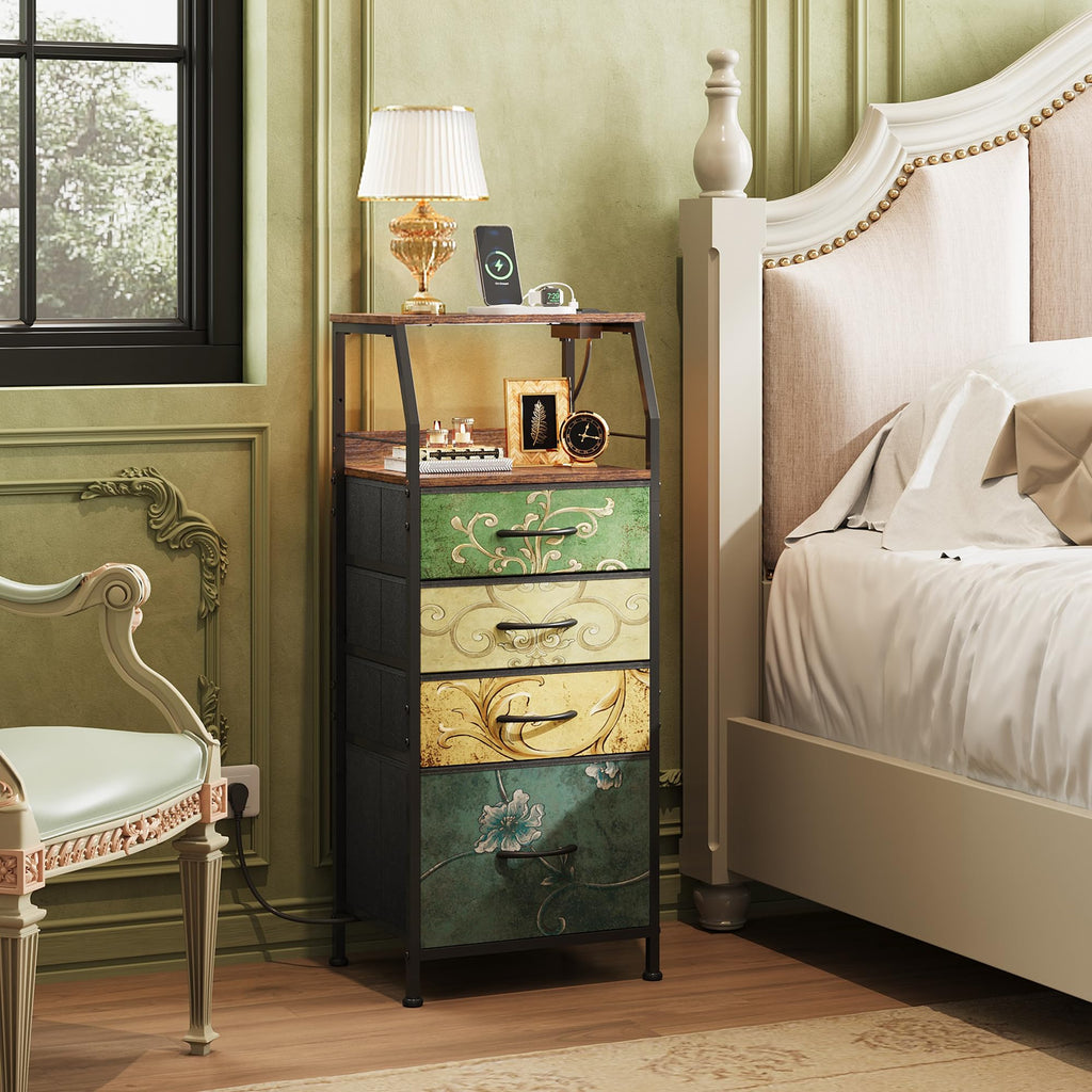 4 Drawer Dresser with Charging Station and Led Light K474