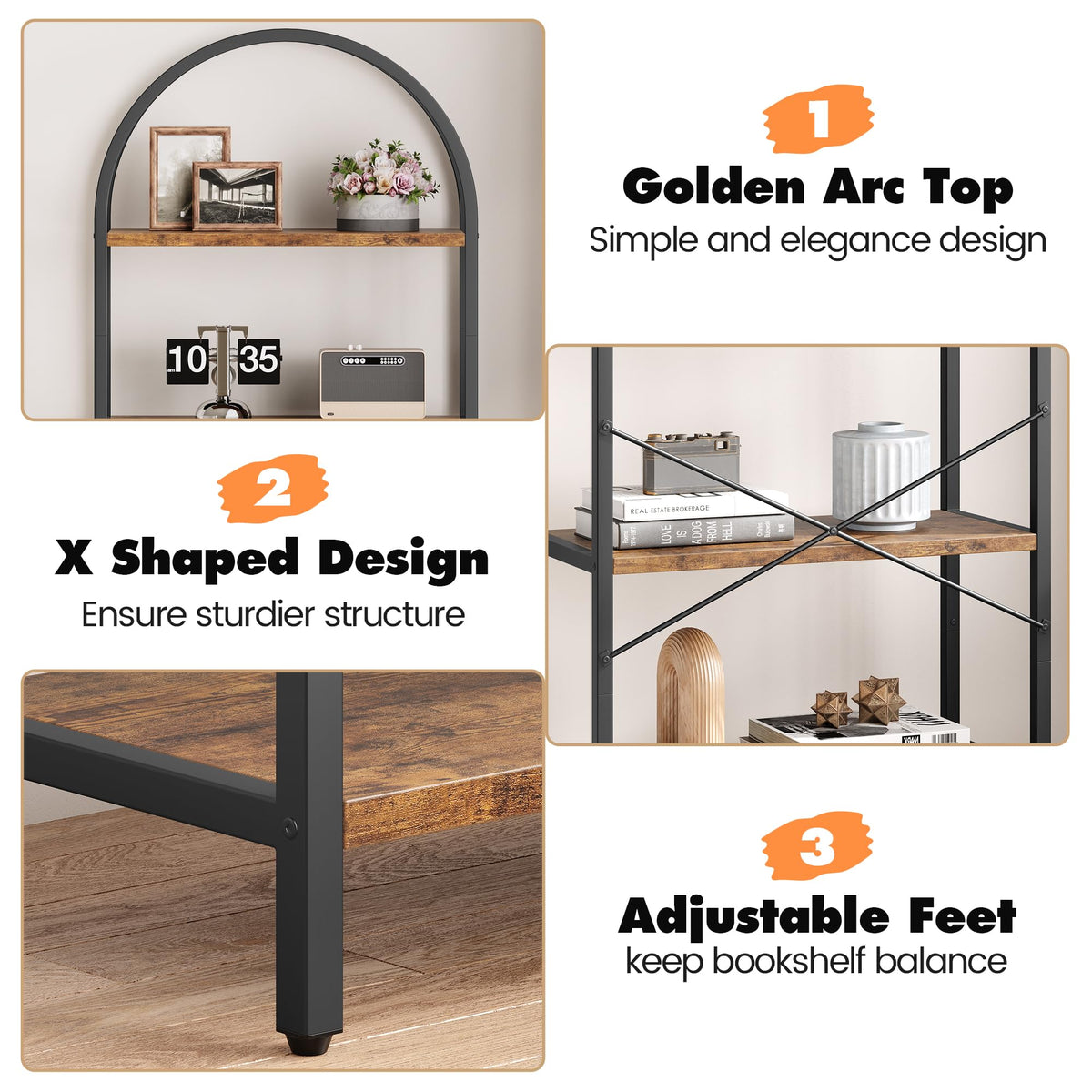 5 Tier Metal Frame Bookshelf J183437