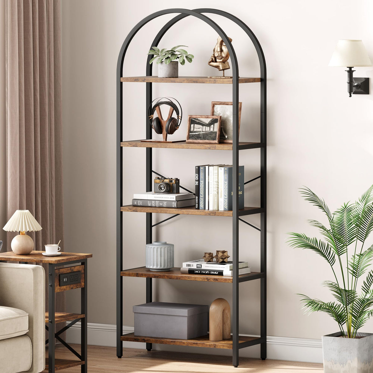 5 Tier Metal Frame Bookshelf J183437