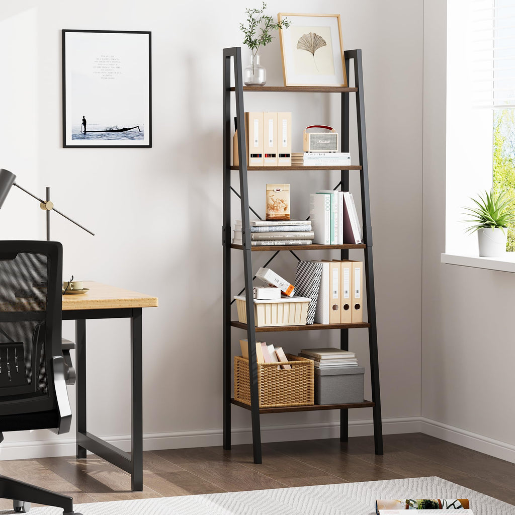 5-Tier Ladder Bookshelf with Metal Frame P934396