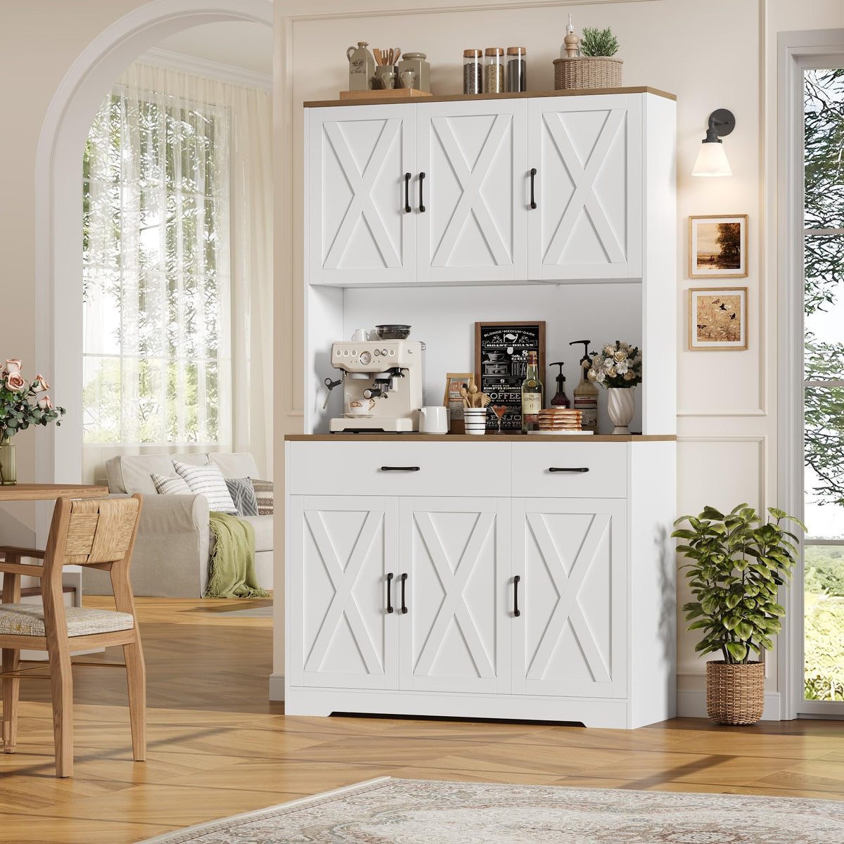White Kitchen Pantry Storage Cabinet G766803