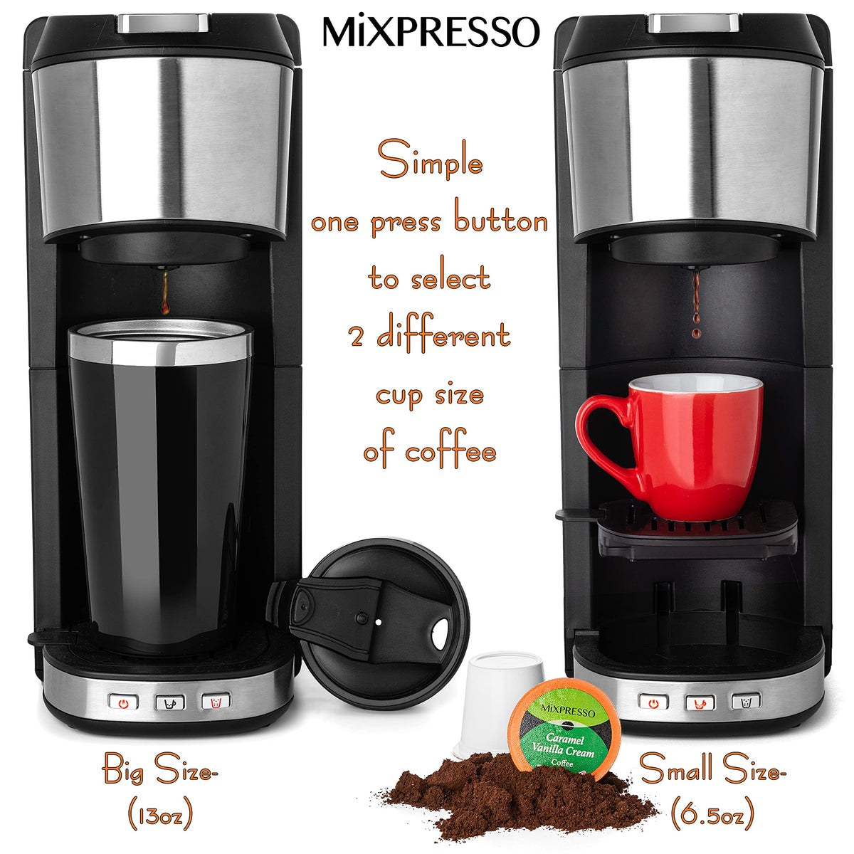 Single Serve Coffee Maker with 14oz Travel Mug J401