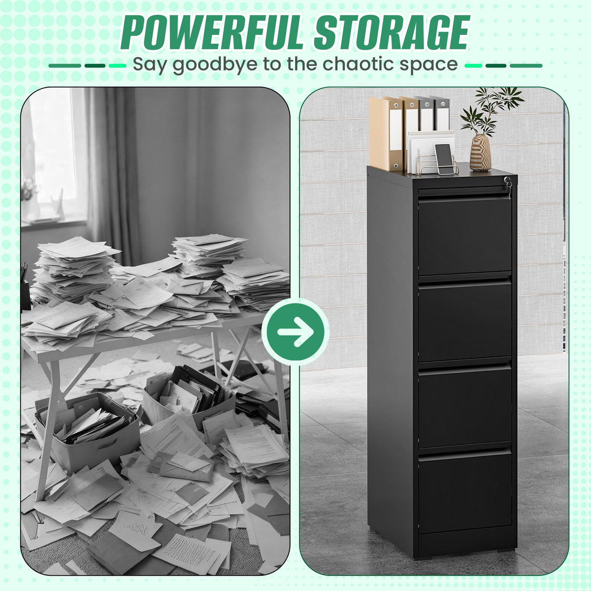 4 Drawer Metal File Cabinet with Lock T373411