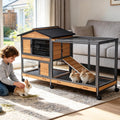 Extra Large Wooden Rabbit Hutch on Wheels V9029